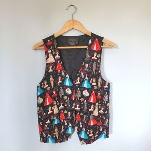 *RARE* Ltd Edition Nicole Miller Barbie Print 100% Silk Vest